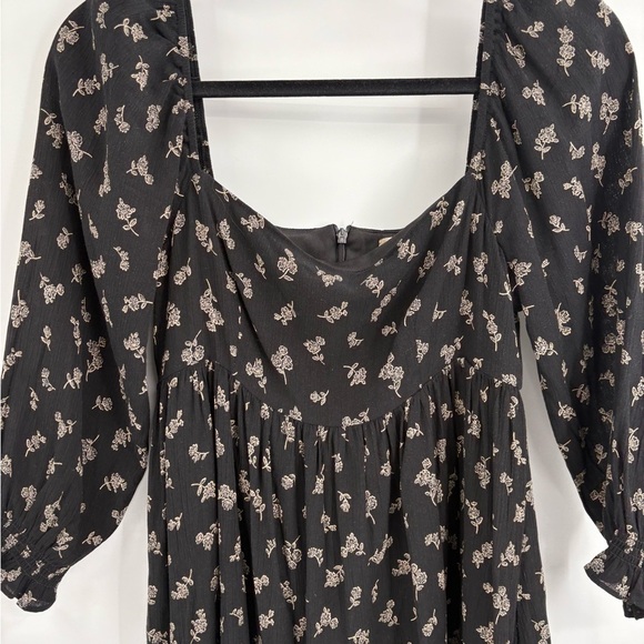 Altar’d State Black Puff Long Party Casual Sleeve Midi Square Neck Dress Small - Picture 4 of 14